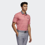 ADIDAS MEN'S ULTIMATE365 HEATHERED STRIPE GOLF POLO SHIRT - REALCO/GRETHR/BLACK