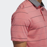 ADIDAS MEN'S ULTIMATE365 HEATHERED STRIPE GOLF POLO SHIRT - REALCO/GRETHR/BLACK