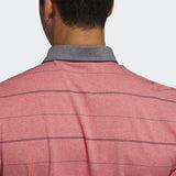 ADIDAS MEN'S ULTIMATE365 HEATHERED STRIPE GOLF POLO SHIRT - REALCO/GRETHR/BLACK