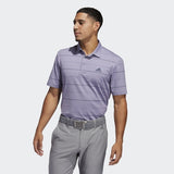 ADIDAS MEN'S ULTIMATE365 HEATHERED STRIPE GOLF POLO SHIRT - TEPRME/GLOPRP/PRPTNT