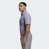 ADIDAS MEN'S ULTIMATE365 HEATHERED STRIPE GOLF POLO SHIRT - TEPRME/GLOPRP/PRPTNT