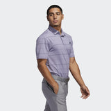 ADIDAS MEN'S ULTIMATE365 HEATHERED STRIPE GOLF POLO SHIRT - TEPRME/GLOPRP/PRPTNT