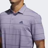 ADIDAS MEN'S ULTIMATE365 HEATHERED STRIPE GOLF POLO SHIRT - TEPRME/GLOPRP/PRPTNT