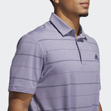 ADIDAS MEN'S ULTIMATE365 HEATHERED STRIPE GOLF POLO SHIRT - TEPRME/GLOPRP/PRPTNT