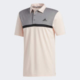 ADIDAS MEN'S NOVELTY COLORBLOCK GOLF POLO SHIRT - PINK TINT / GREY THREE MEL