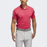 ADIDAS MEN'S 3-STRIPE BASIC GOLF POLO SHIRT - POWER PINK / WHITE