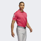 ADIDAS MEN'S 3-STRIPE BASIC GOLF POLO SHIRT - POWER PINK / WHITE