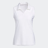 ADIDAS WOMEN'S GO-TO PRIMEGREEN SLEEVELESS GOLF POLO SHIRT - WHITE