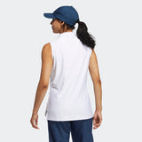 ADIDAS WOMEN'S GO-TO PRIMEGREEN SLEEVELESS GOLF POLO SHIRT - WHITE