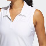 ADIDAS WOMEN'S GO-TO PRIMEGREEN SLEEVELESS GOLF POLO SHIRT - WHITE