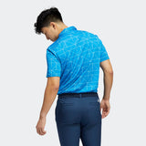 ADIDAS MEN'S LINES JACQUARD GOLF POLO SHIRT - BLUE RUSH / SEMI MINT RUSH