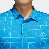 ADIDAS MEN'S LINES JACQUARD GOLF POLO SHIRT - BLUE RUSH / SEMI MINT RUSH