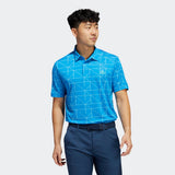 ADIDAS MEN'S LINES JACQUARD GOLF POLO SHIRT - BLUE RUSH / SEMI MINT RUSH