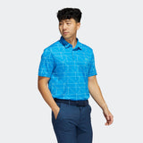 ADIDAS MEN'S LINES JACQUARD GOLF POLO SHIRT - BLUE RUSH / SEMI MINT RUSH