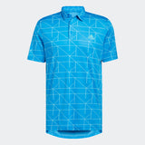 ADIDAS MEN'S LINES JACQUARD GOLF POLO SHIRT - BLUE RUSH / SEMI MINT RUSH