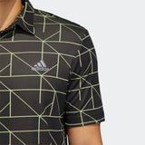 ADIDAS MEN'S LINES JACQUARD GOLF POLO SHIRT - BLACK PULSE LIME