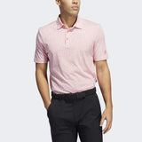 ADIDAS MEN'S ABSTRACT PRINT GOLF POLO SHIRT - ALMOST PINK / SEMI TURBO