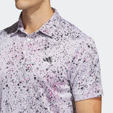 ADIDAS MEN'S JACQUARD GOLF POLO SHIRT - White / Black / Lucid Fuchsia