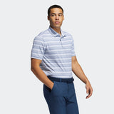 ADIDAS MEN'S HEATHER SNAP GOLF POLO SHIRT - CREW NAVY / WHITE