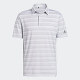 ADIDAS MEN'S HEATHER SNAP GOLF POLO SHIRT - GREY THREE / WHITE