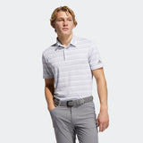 ADIDAS MEN'S HEATHER SNAP GOLF POLO SHIRT - GREY THREE / WHITE
