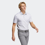 ADIDAS MEN'S HEATHER SNAP GOLF POLO SHIRT - GREY THREE / WHITE