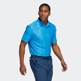 ADIDAS MEN'S JACQUARD GOLF POLO SHIRT - BLUE RUSH / CREW NAVY