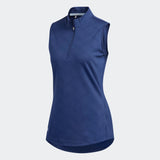 ADIDAS WOMEN'S JACQUARD SLEEVELESS GOLF POLO SHIRT - TECH INDIGO