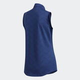 ADIDAS WOMEN'S JACQUARD SLEEVELESS GOLF POLO SHIRT - TECH INDIGO