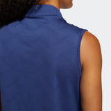 ADIDAS WOMEN'S JACQUARD SLEEVELESS GOLF POLO SHIRT - TECH INDIGO