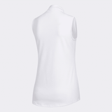 ADIDAS WOMEN'S JACQUARD SLEEVELESS GOLF POLO SHIRT - WHITE