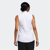 ADIDAS WOMEN'S JACQUARD SLEEVELESS GOLF POLO SHIRT - WHITE