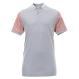 NIKE MEN'S DRY PIQUE CLASSIC STRIPE GOLF POLO - GREY/ORANGE