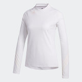 ADIDAS WOMEN'S NO-SHOW MOCK GOLF LONG SLEEVE TEE - White