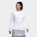 ADIDAS WOMEN'S NO-SHOW MOCK GOLF LONG SLEEVE TEE - White