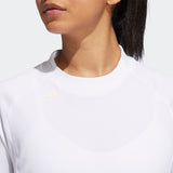 ADIDAS WOMEN'S NO-SHOW MOCK GOLF LONG SLEEVE TEE - White