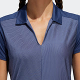 ADIDAS WOMEN'S STRIPE GOLF POLO SHIRT - TECH INDIGO