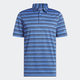 ADIDAS MENS TWO-COLOR STRIPED GOLF POLO SHIRT - Collegiate Navy / Blue Fusion
