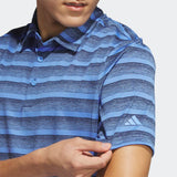 ADIDAS MENS TWO-COLOR STRIPED GOLF POLO SHIRT - Collegiate Navy / Blue Fusion