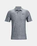 UNDER ARMOUR MEN'S T2G GOLF POLO - STEEL / BLACK / GRAY