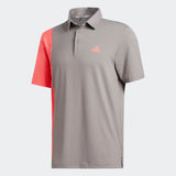 ADIDAS MEN'S ULTIMATE365 BLOCKED PRINT GOLF POLO SHIRT - GREY THREE / FLASH RED / GREY THREE