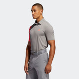 ADIDAS MEN'S ULTIMATE365 BLOCKED PRINT GOLF POLO SHIRT - GREY THREE / FLASH RED / GREY THREE