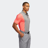 ADIDAS MEN'S ULTIMATE365 BLOCKED PRINT GOLF POLO SHIRT - GREY THREE / FLASH RED / GREY THREE