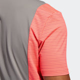 ADIDAS MEN'S ULTIMATE365 BLOCKED PRINT GOLF POLO SHIRT - GREY THREE / FLASH RED / GREY THREE