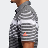 ADIDAS MEN'S ULTIMATE365 ENGINEERED HEATHERED GOLF POLO SHIRT - WHITE / BLACK / BLACK MELANGE