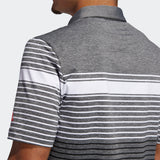 ADIDAS MEN'S ULTIMATE365 ENGINEERED HEATHERED GOLF POLO SHIRT - WHITE / BLACK / BLACK MELANGE