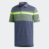 ADIDAS MEN'S ULTIMATE365 ENGINEERED HEATHERED GOLF POLO SHIRT - SOLAR YELLOW / COLLEGIATE NAVY / COLLEGIATE NAVY