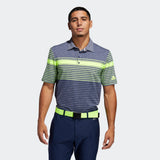 ADIDAS MEN'S ULTIMATE365 ENGINEERED HEATHERED GOLF POLO SHIRT - SOLAR YELLOW / COLLEGIATE NAVY / COLLEGIATE NAVY