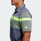 ADIDAS MEN'S ULTIMATE365 ENGINEERED HEATHERED GOLF POLO SHIRT - SOLAR YELLOW / COLLEGIATE NAVY / COLLEGIATE NAVY