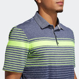 ADIDAS MEN'S ULTIMATE365 ENGINEERED HEATHERED GOLF POLO SHIRT - SOLAR YELLOW / COLLEGIATE NAVY / COLLEGIATE NAVY